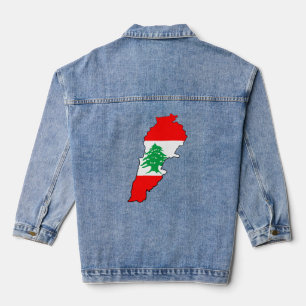 Libanon kaart met vlag denim jacket