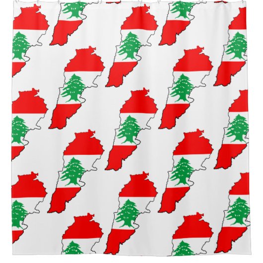 Libanon kaart met vlag douchegordijn (Voorkant)