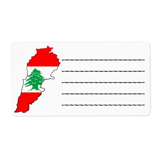 Libanon kaart met vlag etiket (Voorkant)