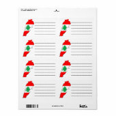 Libanon kaart met vlag etiket (Full Sheet)
