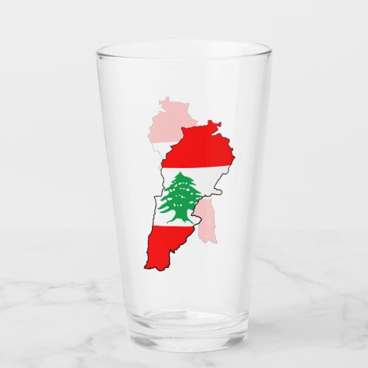 Libanon kaart met vlag glas (Achterkant)