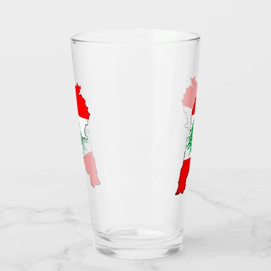 Libanon kaart met vlag glas (Links)
