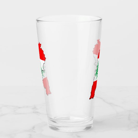 Libanon kaart met vlag glas (Rechts)