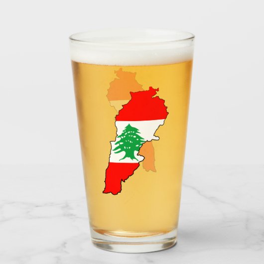Libanon kaart met vlag glas (Achterkant gevuld)