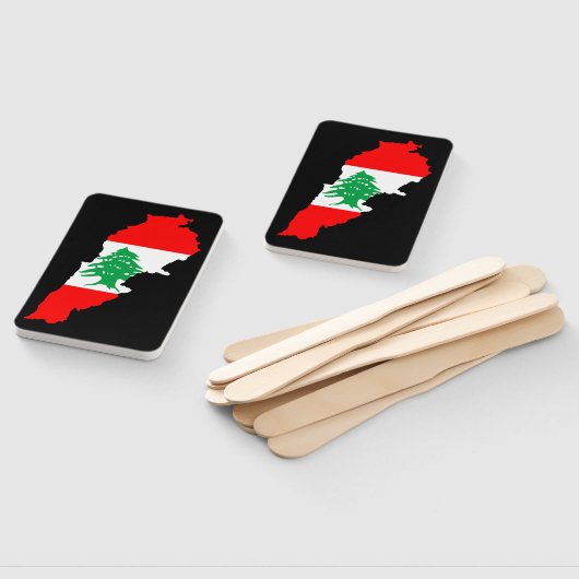 Libanon kaart met vlag handwaaier (Niet-gemonteerd)