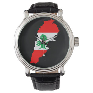Libanon kaart met vlag horloge