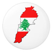 Libanon kaart met vlag keramische knop (Voorkant)