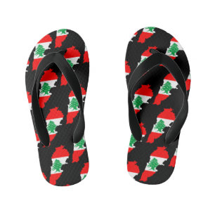 Libanon kaart met vlag kinder teenslippers