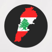 Libanon kaart met vlag labels (Design 1)