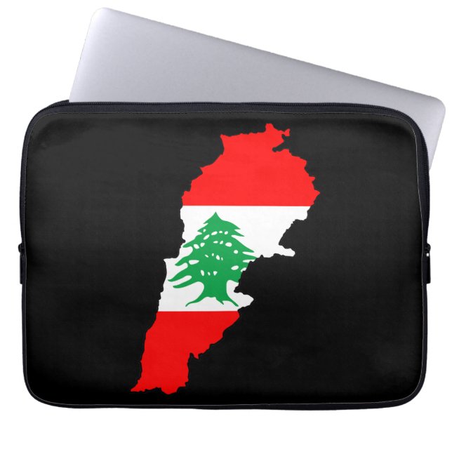 Libanon kaart met vlag laptop sleeve (Voorkant)