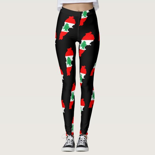 Libanon kaart met vlag leggings (Voorkant)