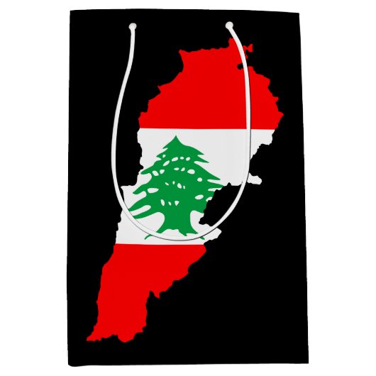Libanon kaart met vlag medium cadeauzakje (Voorkant)