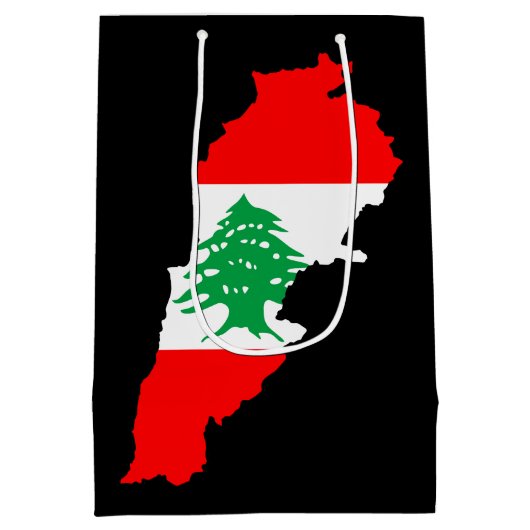Libanon kaart met vlag medium cadeauzakje (Achterkant)