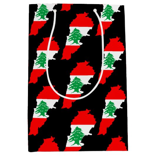 Libanon kaart met vlag medium cadeauzakje (Voorkant)