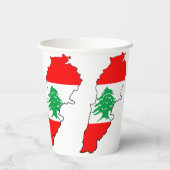 Libanon kaart met vlag papieren bekers (Achterkant)