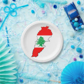 Libanon kaart met vlag papieren bordje (Feest)