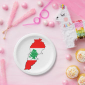 Libanon kaart met vlag papieren bordje (Feest)