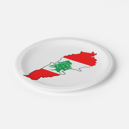 Libanon kaart met vlag papieren bordje (Gekanteld)