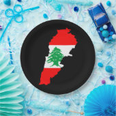Libanon kaart met vlag papieren bordje (Feest)
