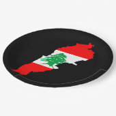 Libanon kaart met vlag papieren bordje (Gekanteld)