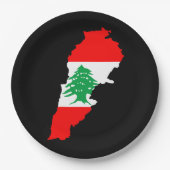 Libanon kaart met vlag papieren bordje (Voorkant)