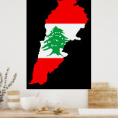 Libanon kaart met vlag poster (Keuken)