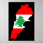 Libanon kaart met vlag poster (Voorkant)