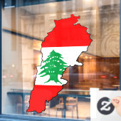 Libanon kaart met vlag raamsticker (Cafe Raam)