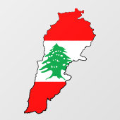 Libanon kaart met vlag raamsticker (Vel)