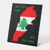 Libanon kaart met vlag reclamebord met voetstuk (Voorkant)