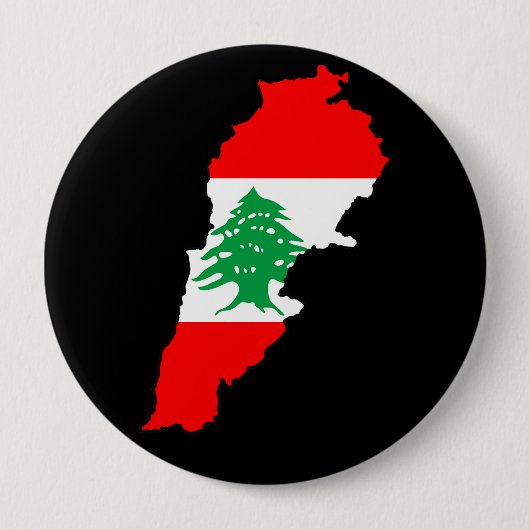 Libanon kaart met vlag ronde button 4,0 cm (Voorkant)