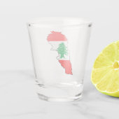 Libanon kaart met vlag shot glas (Achterkant)