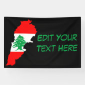 Libanon kaart met vlag spandoek (Horizontaal)