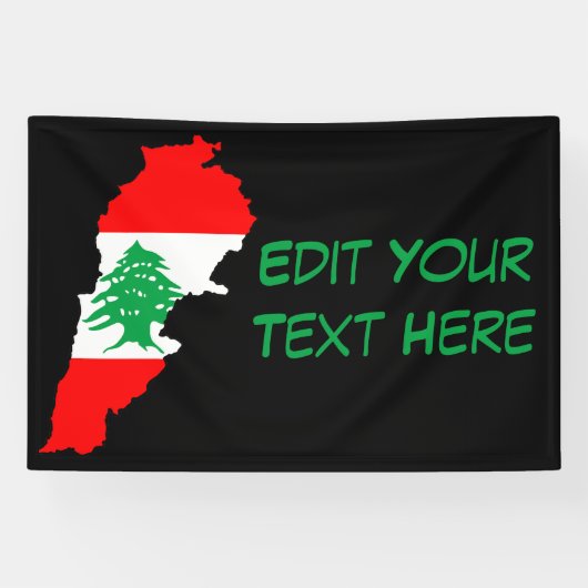 Libanon kaart met vlag spandoek (Horizontaal)