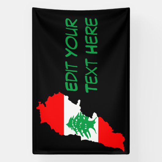 Libanon kaart met vlag spandoek (Verticaal)