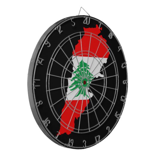 Libanon Kaart met Vlag Stenen Magneet Dartbord (Voorkant Links)