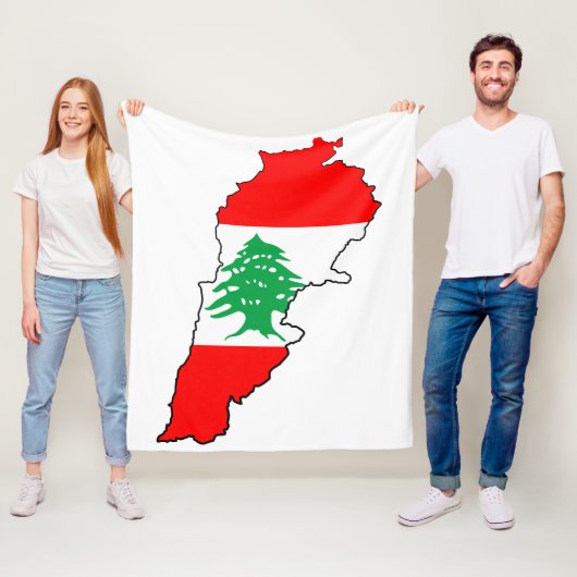 Libanon Kaart met Vlag Stenen Magneet Fleece Deken (In situ)