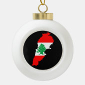 Libanon Kaart met Vlag Stenen Magneet Keramische Bal Ornament (Voorkant)