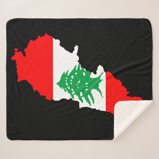 Libanon Kaart met Vlag Stenen Magneet Sherpa Deken (Voorkant (horizontaal))