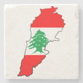Libanon Kaart met Vlag Stenen Magneet Stenen Onderzetter (Voorkant)