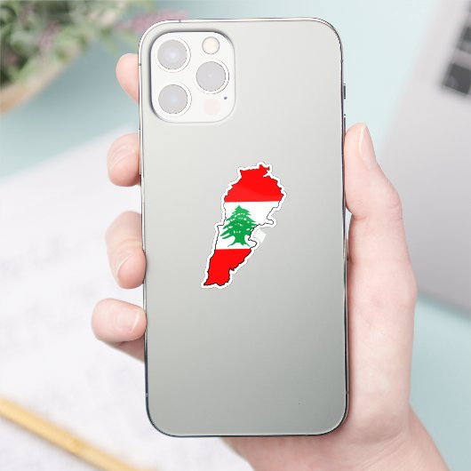 Libanon kaart met vlag sticker (Telefoon)