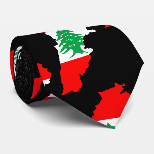 Libanon kaart met vlag stropdas (Opgerold)