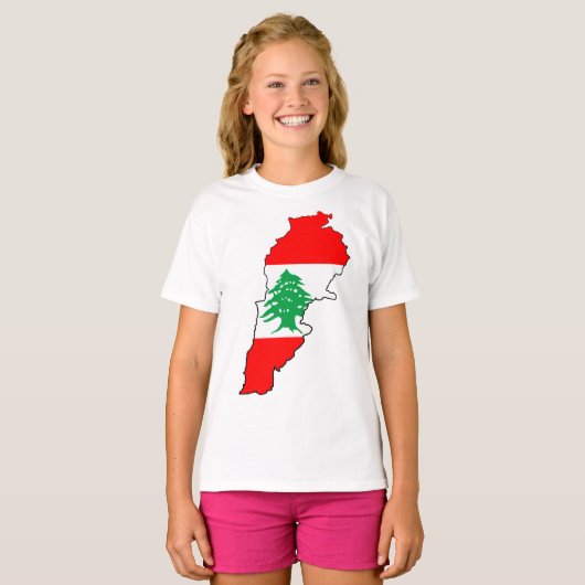 Libanon kaart met vlag t-shirt (Voorkant volledig)