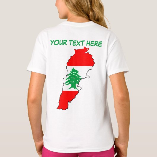 Libanon kaart met vlag t-shirt (Achterkant)
