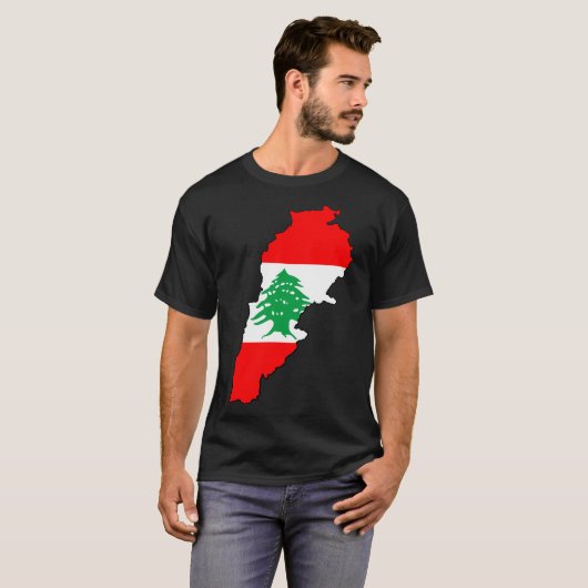 Libanon kaart met vlag t-shirt (Voorkant volledig)