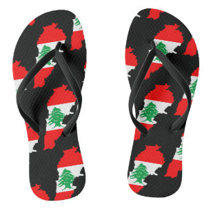 Libanon kaart met vlag teenslippers