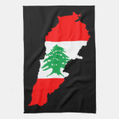 Libanon kaart met vlag theedoek (Verticaal)