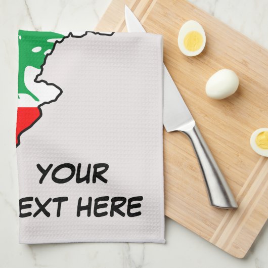 Libanon kaart met vlag theedoek (Quarter Fold)