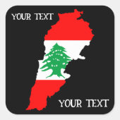 Libanon kaart met vlag vierkante sticker (Voorkant)