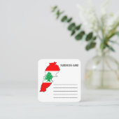 Libanon kaart met vlag vierkante visitekaartje (Staand voorkant)